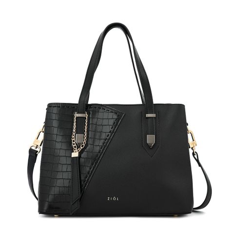 Cartera dos asas tres divisiones mediana biel negro especial-0