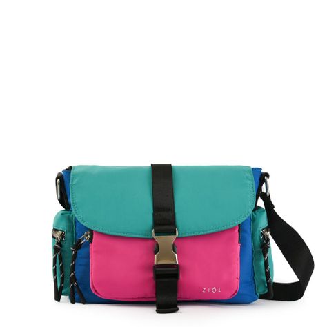 Cartera bandolera con tapa pequeña abie azul-0
