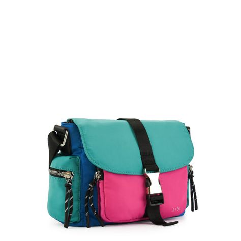 Cartera bandolera con tapa pequeña abie azul-1