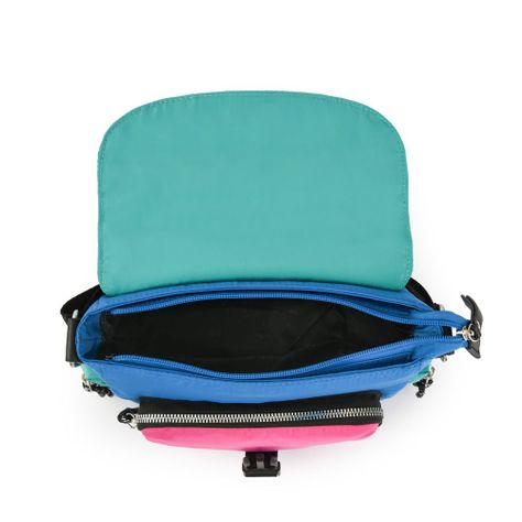 Cartera bandolera con tapa pequeña abie azul-3