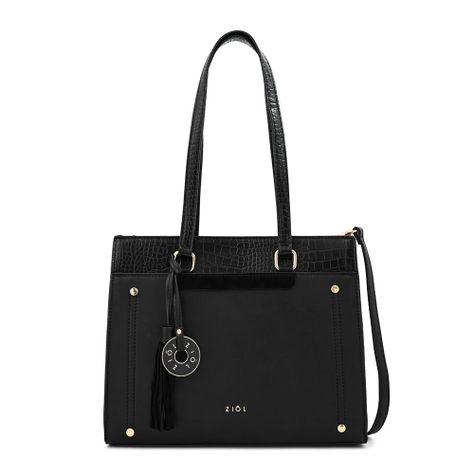 Cartera dos asas tres divisiones inisa negro especial-0