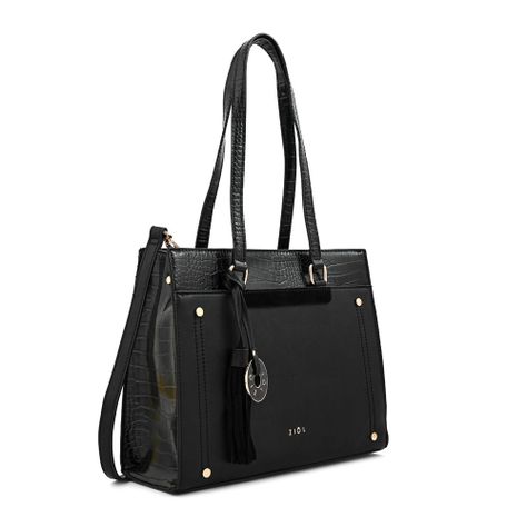 Cartera dos asas tres divisiones inisa negro especial-1