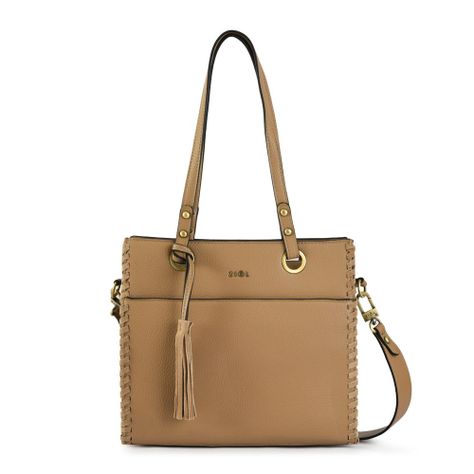 Cartera dos asas tres divisiones mediana kim taupe-0