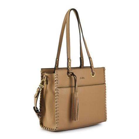 Cartera dos asas tres divisiones mediana kim taupe-1
