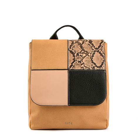 Mochila con tapa mediana elinna camel-0