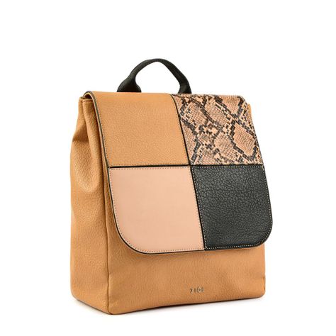 Mochila con tapa mediana elinna camel-1
