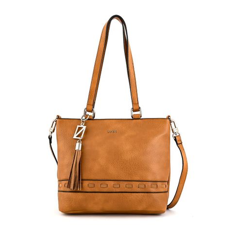 Cartera dos asas mediana kristal camel-0