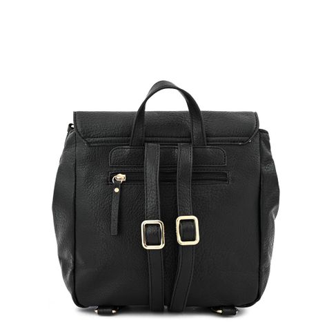Mochila con tapa mediana zahara negro-2