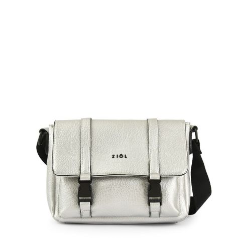 Cartera bandolera con tapa mediana blanchette plateado-0