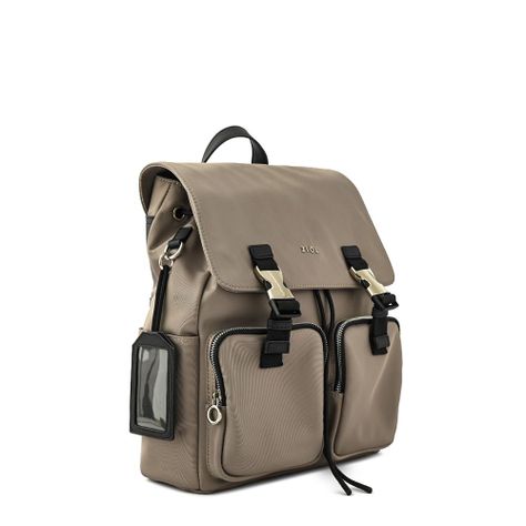 Mochila con tapa mediana odelia beige oscuro-1