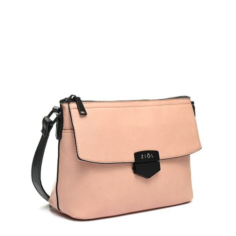 Cartera bandolera con tapa pequeña elara rosado claro-1