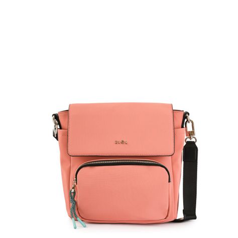 Cartera bandolera con tapa mediana lina coral-0