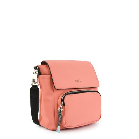 Cartera bandolera con tapa mediana lina coral-1