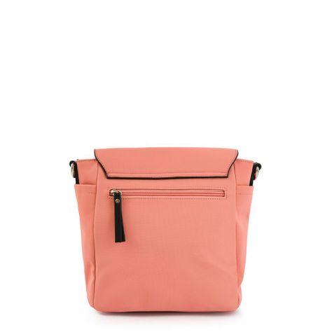 Cartera bandolera con tapa mediana lina coral-2