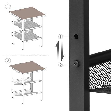 Mesa Lateral doble estante estilo Industrial regulable-3