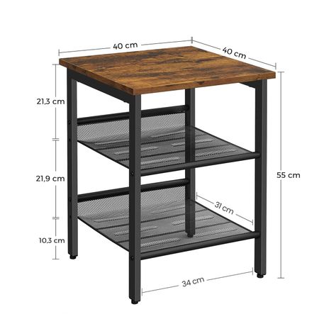 Mesa Lateral doble estante estilo Industrial regulable-2