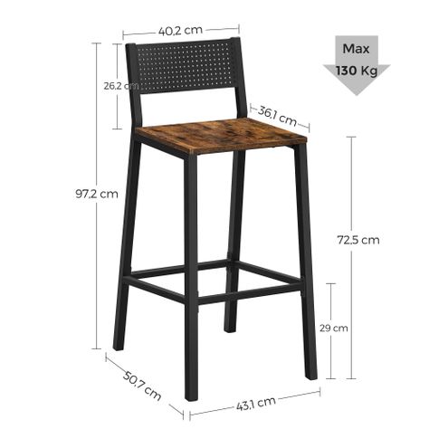 2 Taburetes Sillas de Bar Metal Black-4