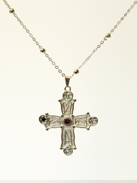 COLLAR PLATA CRUZ POLA REGALO MUJER -0