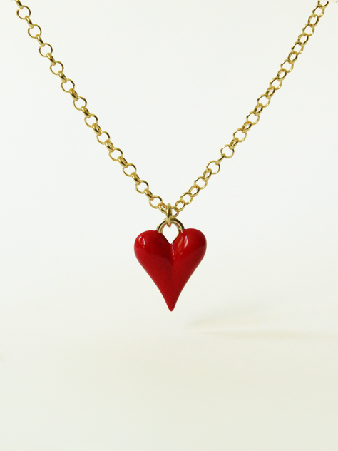COLLAR ORO CORAZONN ROJO REGALO -0