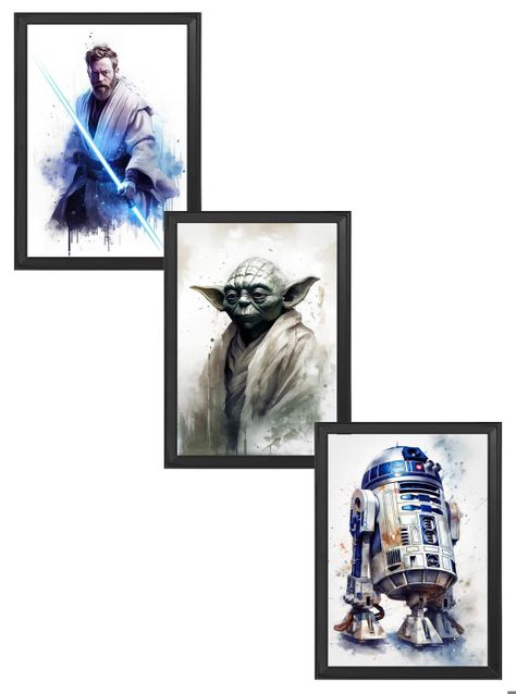 Set Cuadros Reproducciones IA Starwars Black-0