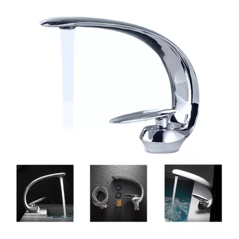 Llave Lavamanos Curva Premium Acero Inoxidable Niquel Baño-0