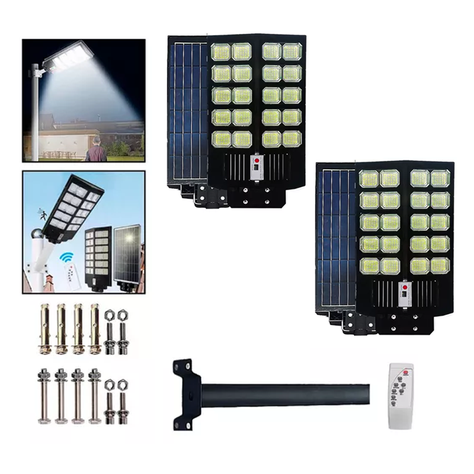2 Foco Poste Solar Led 1200w Ip67 Exterior Alta Potencia C/r-0