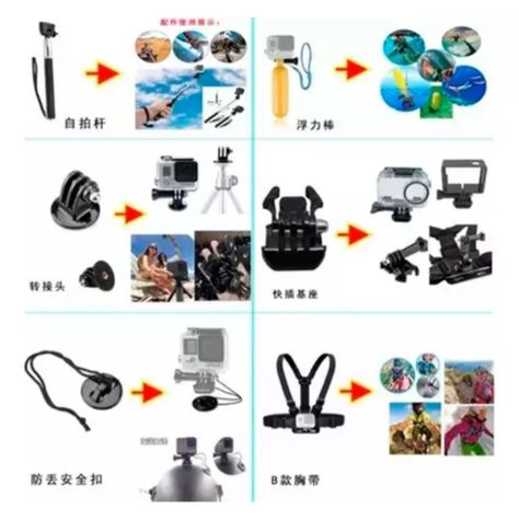 Kit Maleta BOLSO Gopro Accesorios Para Camara Deportiva 28 Piezas-6