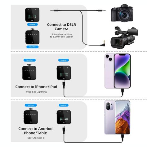 Micrófono inalámbrico F11 3x1 para iPhone Android y cámara Profesional-3