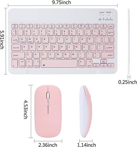 Kit Teclado Mouse para Tablet Android IPhone Slim rosado-1