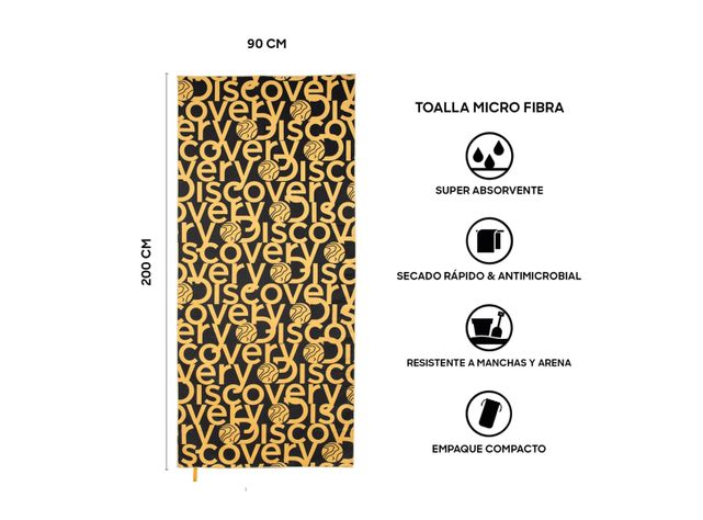 Toalla Microfibra grande Amarillo - Negro Discovery (90 x 200)-2