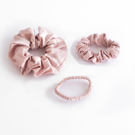 Set 3 Scrunchies Collet de Seda Marina Colorina 22 momme Rosado-0
