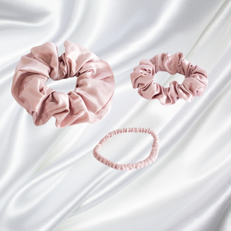 Set 3 Scrunchies Collet de Seda Marina Colorina 22 momme Rosado-1