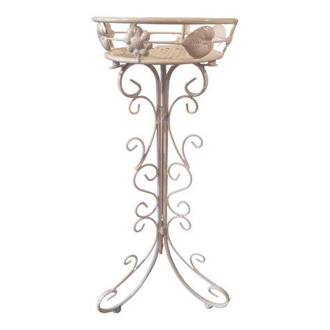 Pedestal Porta Maceta Metalico blanco Invierno y Dorado (metal Alta Calidad)-0