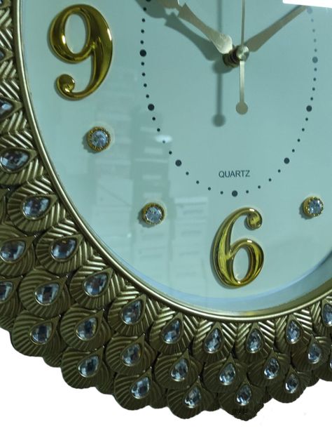 Reloj De Pared Shiny Pearls Ovalado Brillantes (Dorado-Plateado-Blanco) 47x41 Cm-4