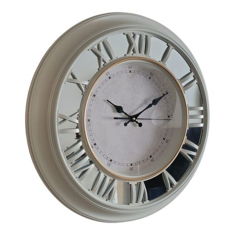 Reloj Pared Espejado, Colores Blanco/negro, Números Romanos 51cm-0