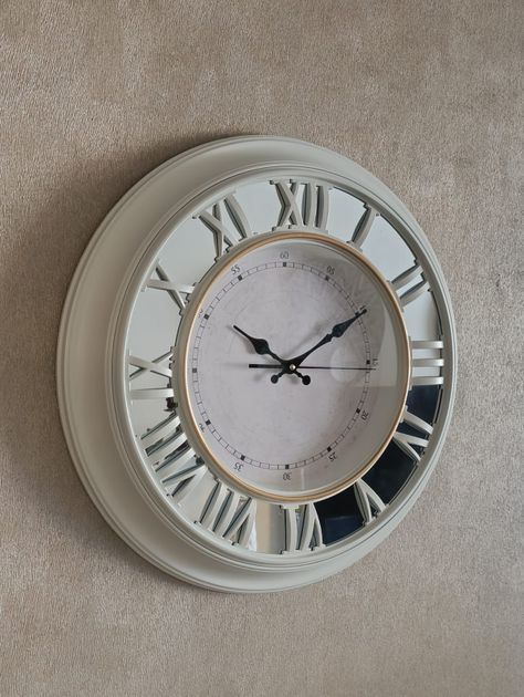 Reloj Pared Espejado, Colores Blanco/negro, Números Romanos 51cm-1