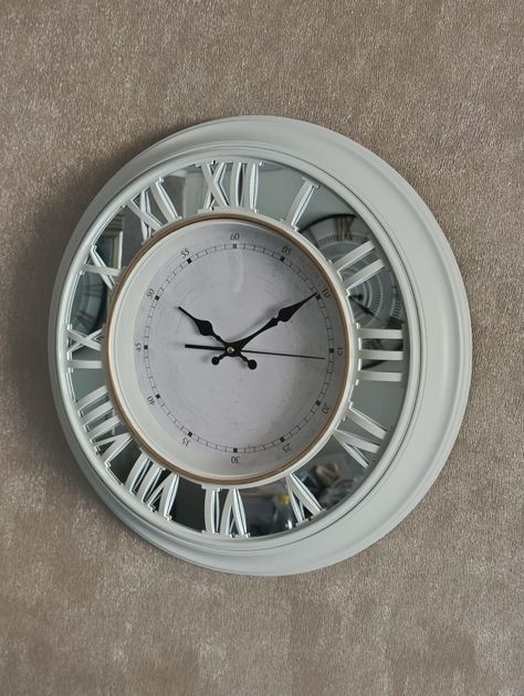 Reloj Pared Espejado, Colores Blanco/negro, Números Romanos 51cm-3