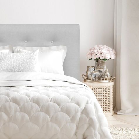 Respaldo de Cama Botoné Premium Lino Gris Plata 1,5 Plazas-0