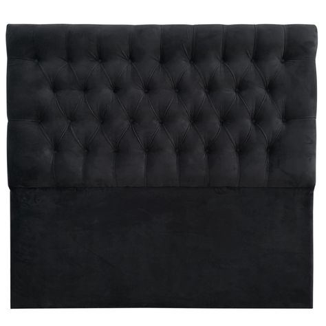 Respaldo Capitoné Premium Felpa Negro - Queen-0