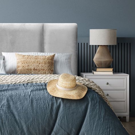 Respaldo de Cama Block Felpa Gris Plata Super King-0