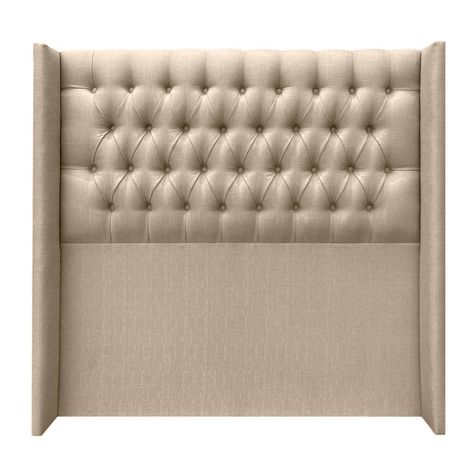 Respaldo Capitoné Wing Recto Queen Lino Beige-0