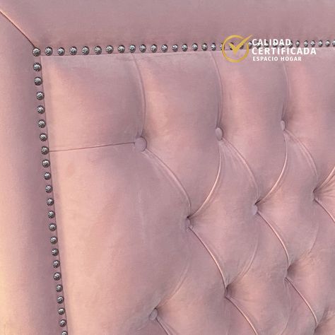 Respaldo Capitoné Frame Tachas Rosado Claro- Super King-2