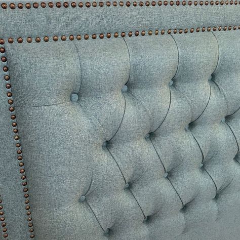 Respaldo Capitoné Frame Doble Tachas Lino Verde Jeans - Super King-1