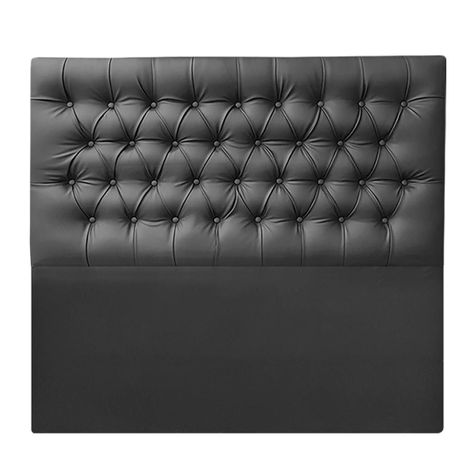 Respaldo de Cama Capitoné Premium Ecocuero Negro 1,5 Plazas-1