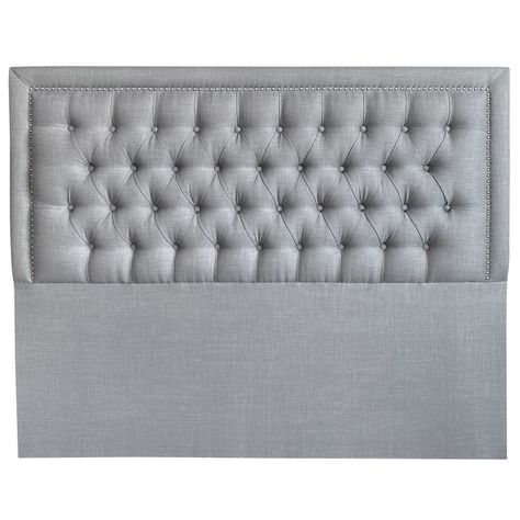 Respaldo Capitoné Frame Tachas Lino Gris Plata - Super King-0