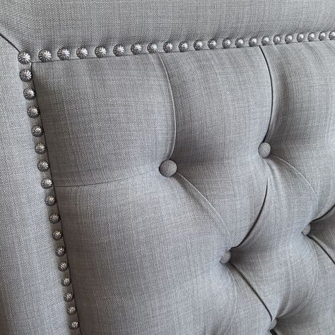 Respaldo Capitoné Frame Tachas Lino Gris Plata - Super King-1