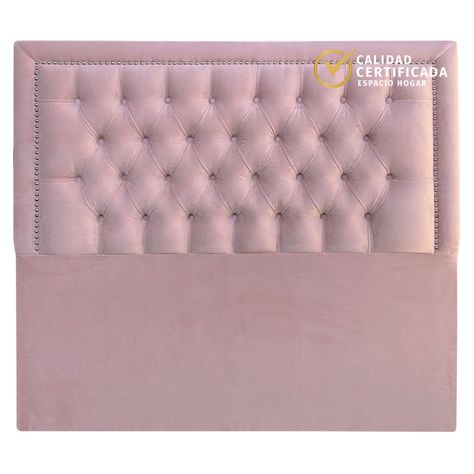 Respaldo Capitoné Frame Tachas Felpa Rosado Claro  - Queen-0