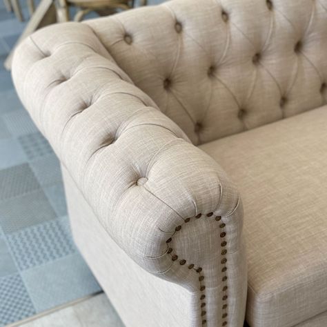 Sofá Chesterfield 3 Cuerpos Lino Beige-3