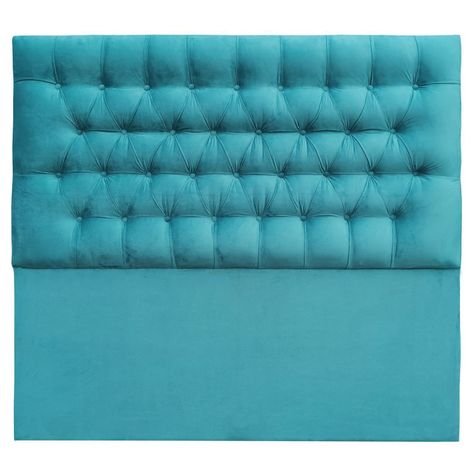 Respaldo Capitoné Premium Felpa Turquesa - 1.5 Plazas-0