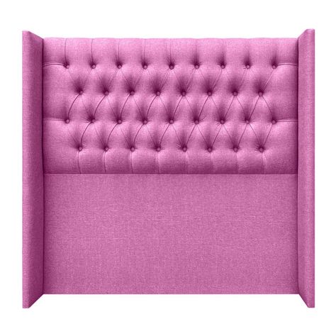 Respaldo Capitoné Wing Recto Super King Lino Fucsia-0